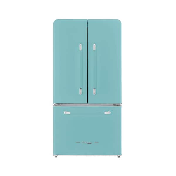 Unique Appliances Classic Retro 36 in 21.4 cu. ft. 3-door French Door Refrigerator with Ice Maker in Ocean Mist Turquoise, Counter Depth