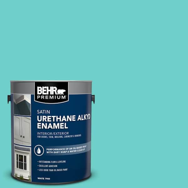 BEHR PREMIUM 1 gal. #P450-4 Hidden Sea Glass Urethane Alkyd Satin Enamel Interior/Exterior Paint