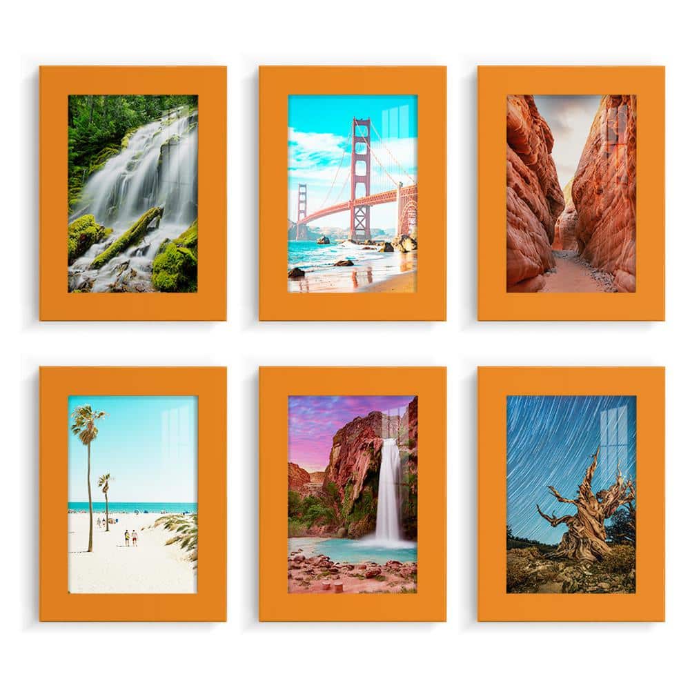 Wexford Home Modern 5 in. x 7 in. Orange Picture Frame (Set of 6