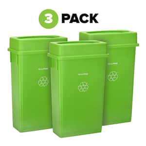 23 Gal. Lime Green Commercial Slim Trash Can Recycling Bin with Swing Lid (3-Pack)