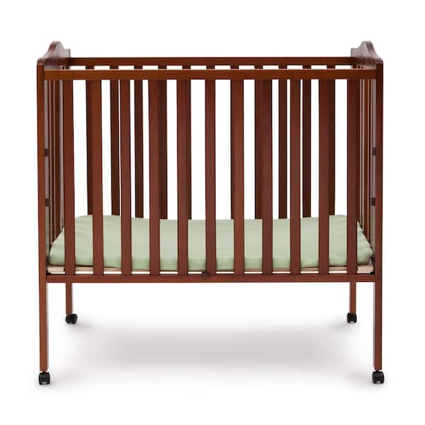 Delta Children Portable Dark Cherry Folding Crib with Mattress