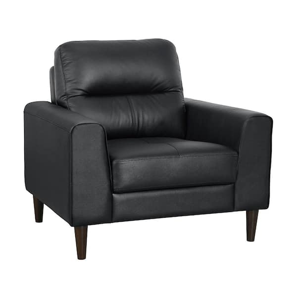 Lazzara Milford Black Leather Match Arm Chair