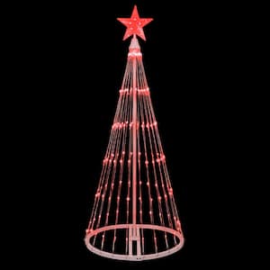48 in. Christmas Red LED Animated Lightshow Cone Tree with 154 Lights and Star Topper