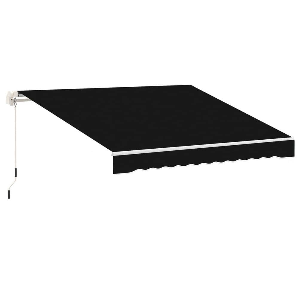 Outsunny 8 ft. x 7 ft. Patio Retractable Awning, Manual Exterior Sun Shade 