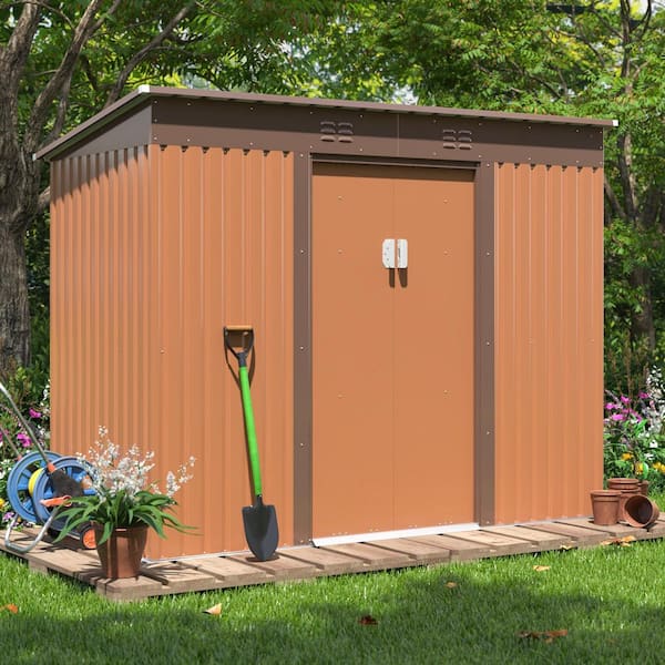 9.1 ft. W x 4.3 ft. D Outdoor Storage Shed, Metal Garden Tool Sheds with Vents, Gray(39.13 sq. ft.)