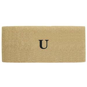 No Border 24 in. x 57 in. Heavy Duty Coir Monogrammed U Door Mat