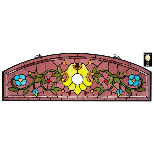 Design Toscano Ambrosia Demi-Lune Tiffany-Style Stained Glass Window Panel