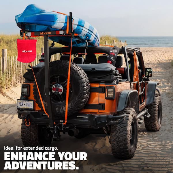 750 lbs. Capacity Pickup Truck Bed Extender with Flag, Stabilizer and Ratchet Straps, 2-in-1 Design