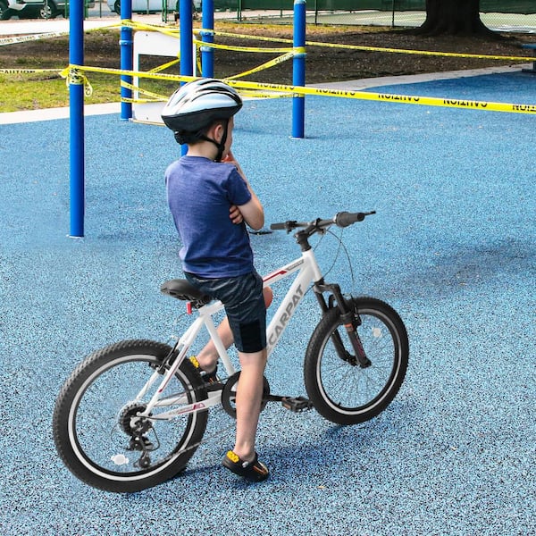 Cesicia 20 in White Steel Mountain Bike with Gear Shimano 7-Speed for Boys and Girls