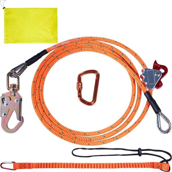 Steel Core Flipline, 1/2in. x 12 ft. Arborist Flipline, Flip Line for Tree Climbing with Alloy Steel Snap Hook, Aluminum