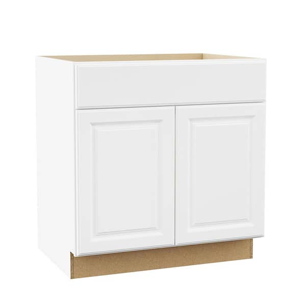 Hampton 33 in. W x 24 in. D x 34.5 in. H Assembled Base Cabinet in Satin White
