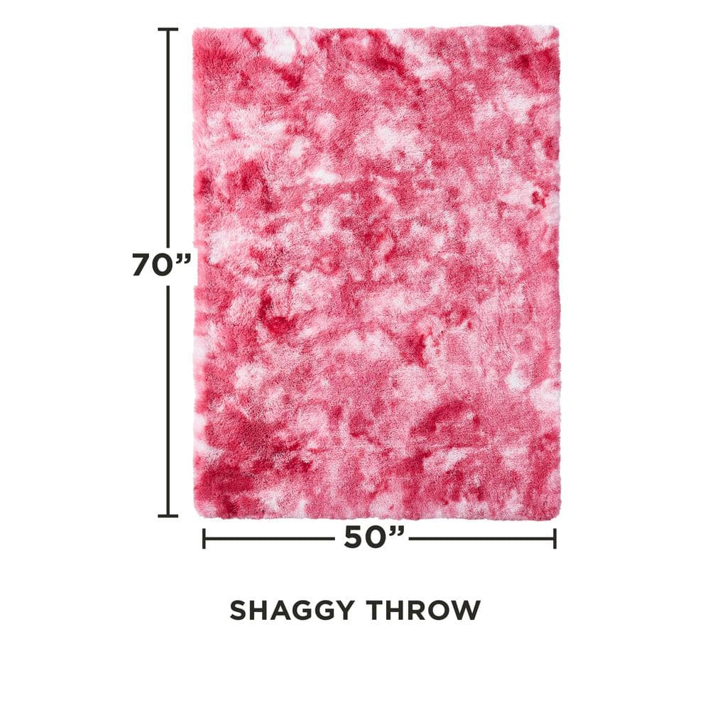 Pink Tie-Dye Shaggy Faux Fur Plush Throw Blanket 50" x 70"