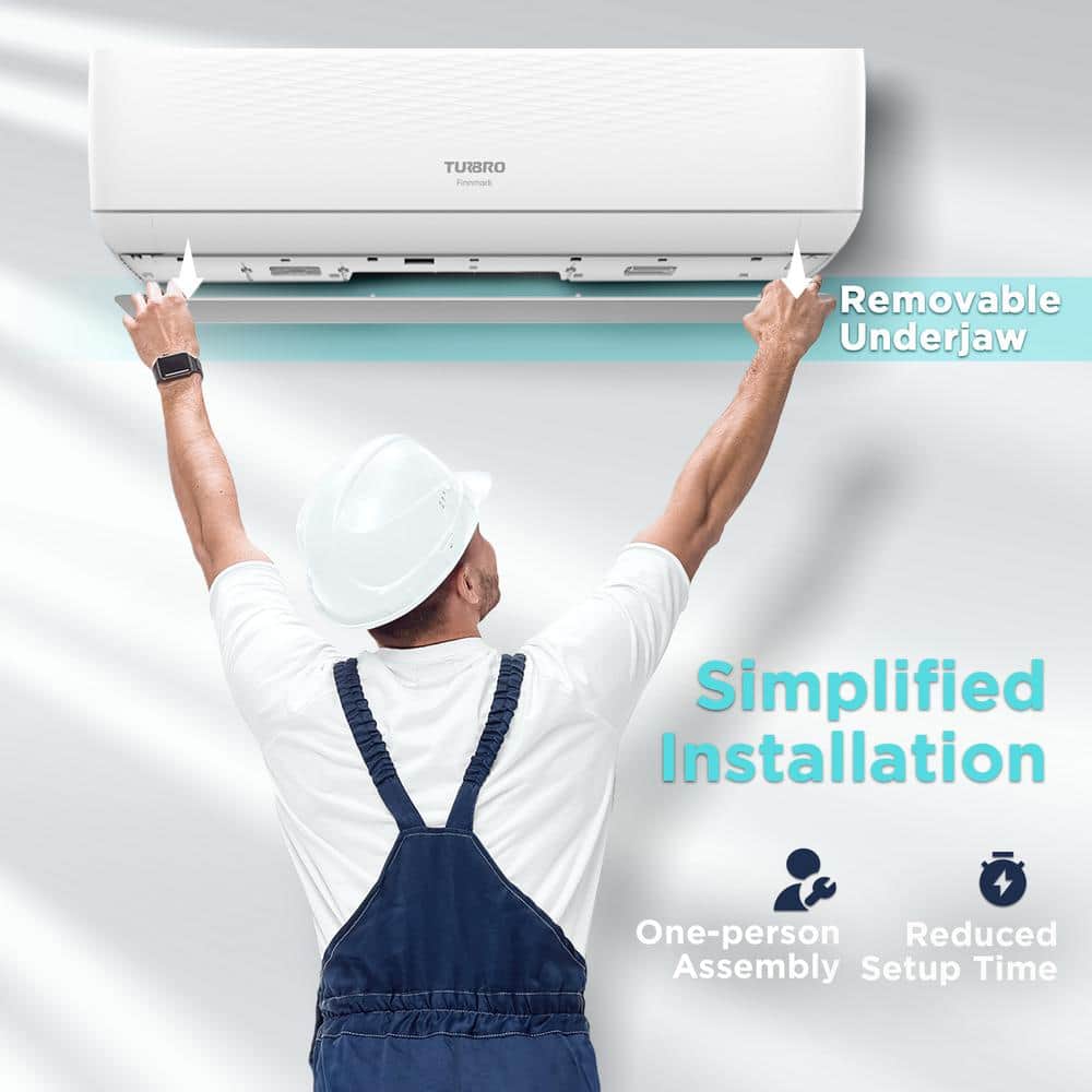 TURBRO 12,000 BTU White Ductless Mini Split Inverter AC with Heat Pump