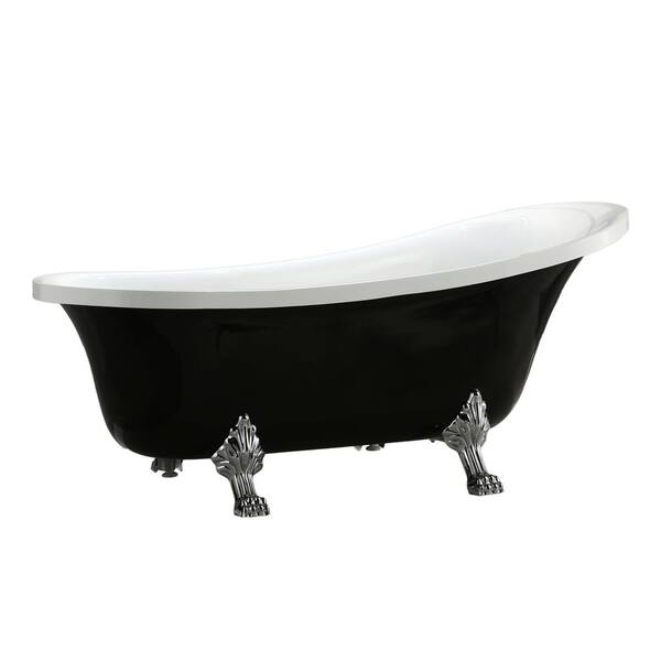 MTD Vanities Manhattan 63 in. Acrylic Clawfoot Non-Whirlpool Bathtub in Black