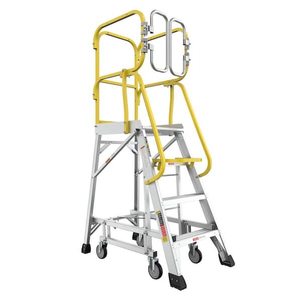 6.7 ft. Aluminum Hybrid Platform Ladder 3 ft. Reach, 4 Step Hybrid Platform Ladders 375 lbs