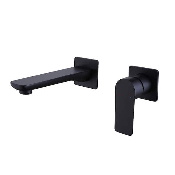 FLG Single-Handle Wall-Mount Roman Tub Faucet Modern 4.5 GPM High Flow Tub Filler Brass Valve Included in Matte Black