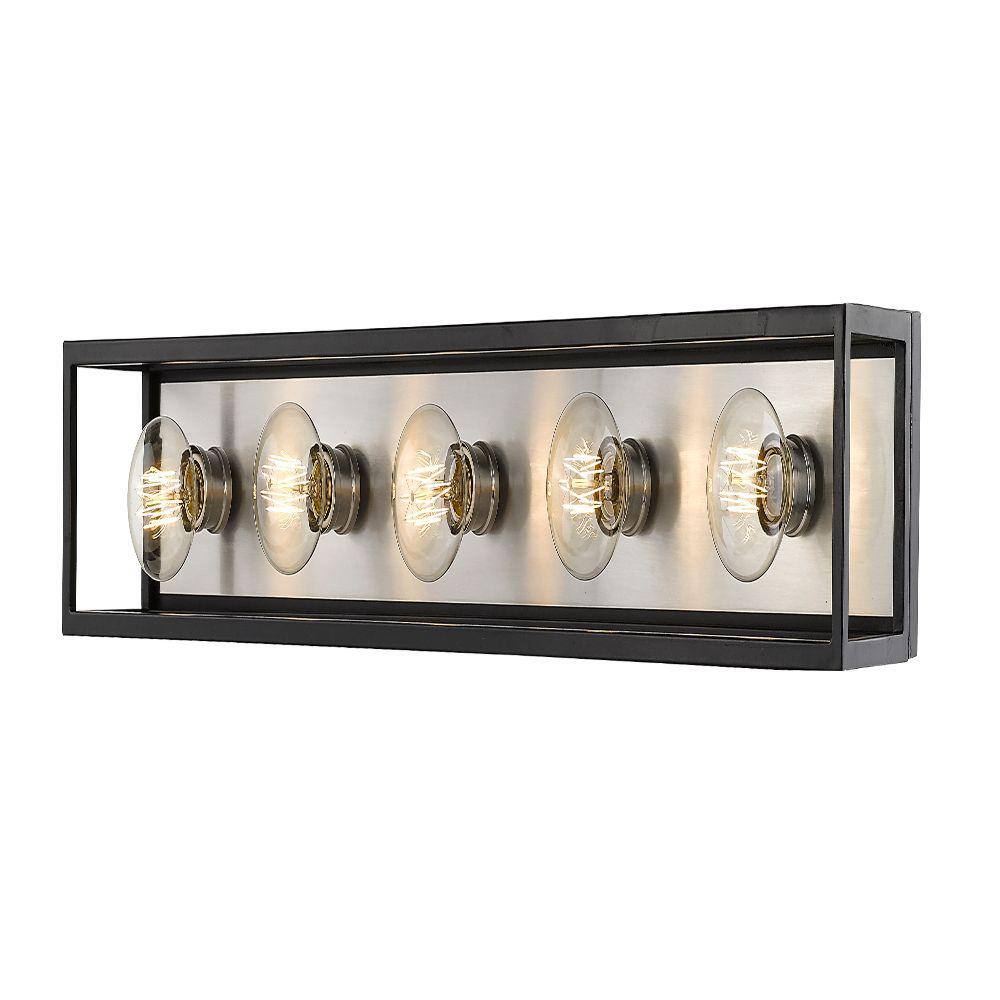 6.5 in. 5-Light Matte Black and Brushed Nickel Vanity Light 480-5V-MB ...