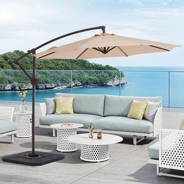 8 ft aluminum square cantilever offset patio umbrella in midnight Pellebant 10 ft. Square Aluminum Outdoor 360Rotation Offset Tiltable Cantilever Patio Umbrella in Black and 240lbs. Fillable Base