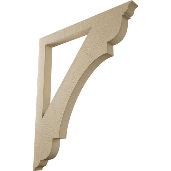 Ekena Millwork 3.5 in. x 48 in. x 40 in. Olympic Traditional Rough Cedar Woodgrain Timberthane Polyurethane Bracket, Primed Tan