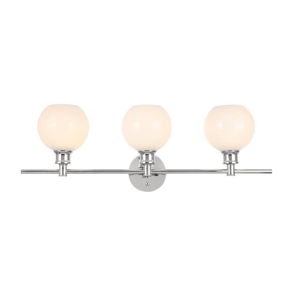 Timeless Home Conor 28.1 in. W x 9.8 in. H 3-Light Chrome and Frosted White