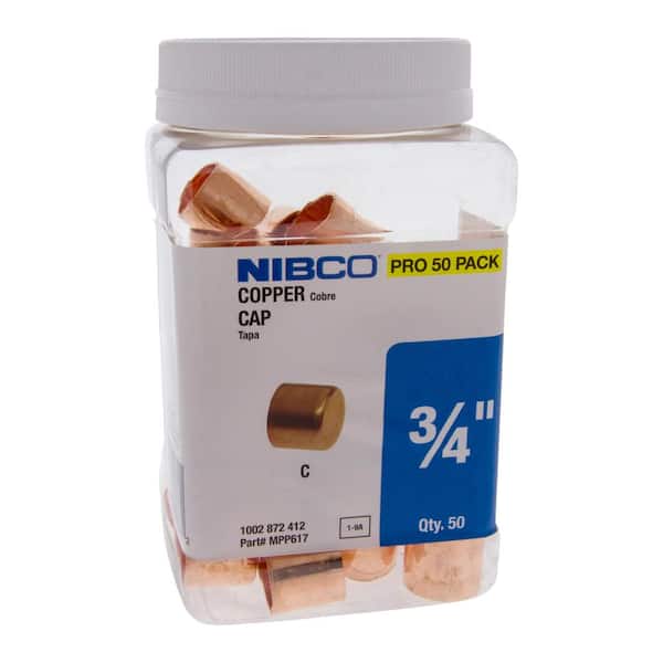 3/4 in. x 3/4 in. Copper Tube Cap Fitting Pro Pack (50-Pack)
