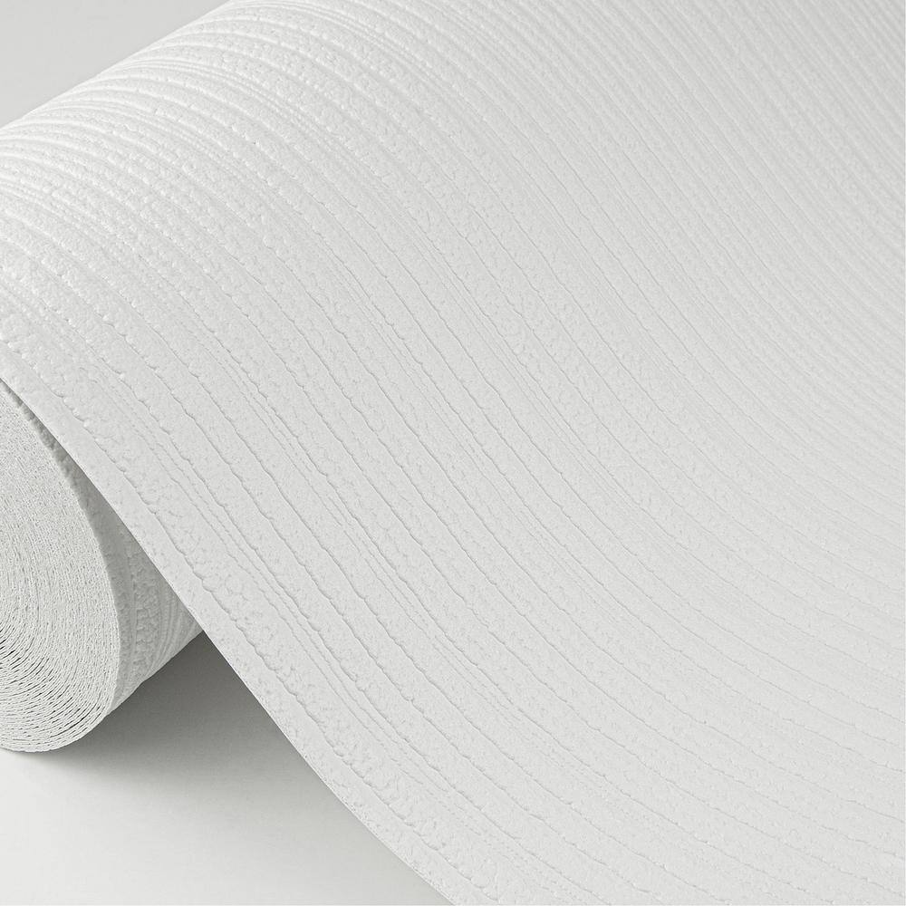 Samuel White Textured Stripe Paintable Vinyl Wallpaper