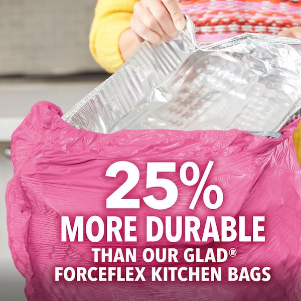 13 Gal. ForceFlex MaxStrength Tall Kitchen Drawstring Cherry Blossom with Febreze Pink Trash Bags (34-Count)