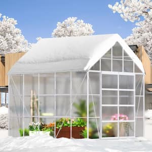 10 ft. x 10 ft. Hobby Greenhouse for Plants, Aluminum Greenhouse Kit, Walk-In Green House with Adjustable Roof Vent