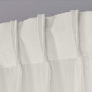 Belgian Snowflake Solid Sheer Double Pinch Pleat / Hidden Tab Curtain, 30 in. W x 108 in. L (Set of 2)