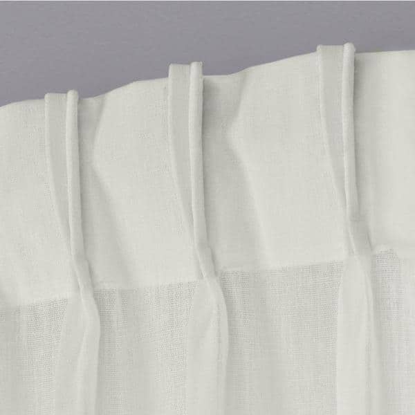 Belgian Snowflake Solid Sheer Double Pinch Pleat / Hidden Tab Curtain, 30 in. W x 108 in. L (Set of 2)