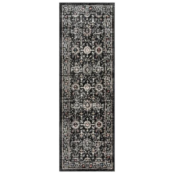 Gertmenian Heirloom Dov Black 2 ft. x 6 ft. Oriental Border Indoor Runner Rug