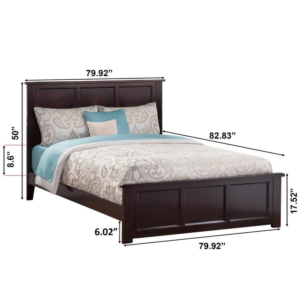 Madison Espresso King Solid Wood Platform Bed with Headboard