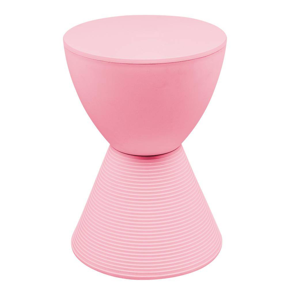 Leisuremod Boyd 11.75 in. W Pink Modern Round Plastic Accent Contemporary Lightweight Side End