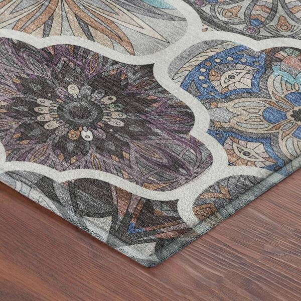 Mayfield Premium Machine Washable Abstract AMF2257 Gray 10 ft. x 14 ft. Area Rug