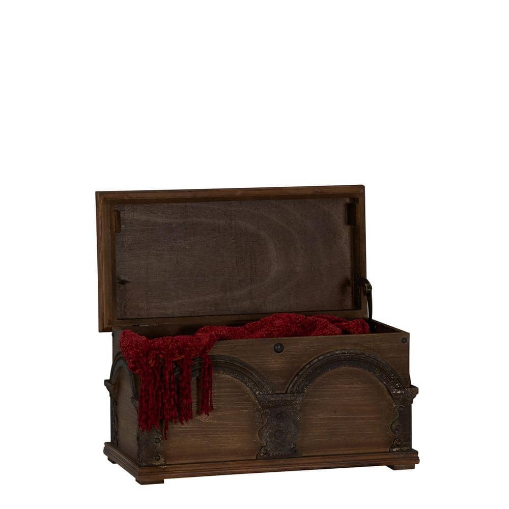 Antique Arch Brown Solid Wood Storage Trunk 20"