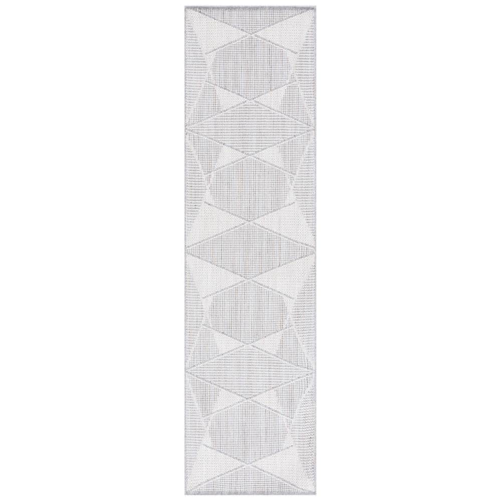 Gray Geometric GREENGUARD Certified Wool Runner Rug