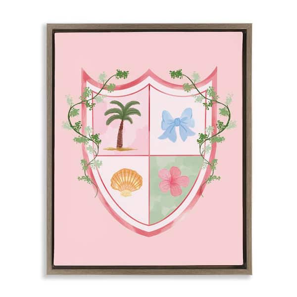 Stupell Industries Nautical Glam Emblem by Hey Bre Creative Studio Brown Floater Frame Nature Graphic Art Print 31 in. x 25 in.
