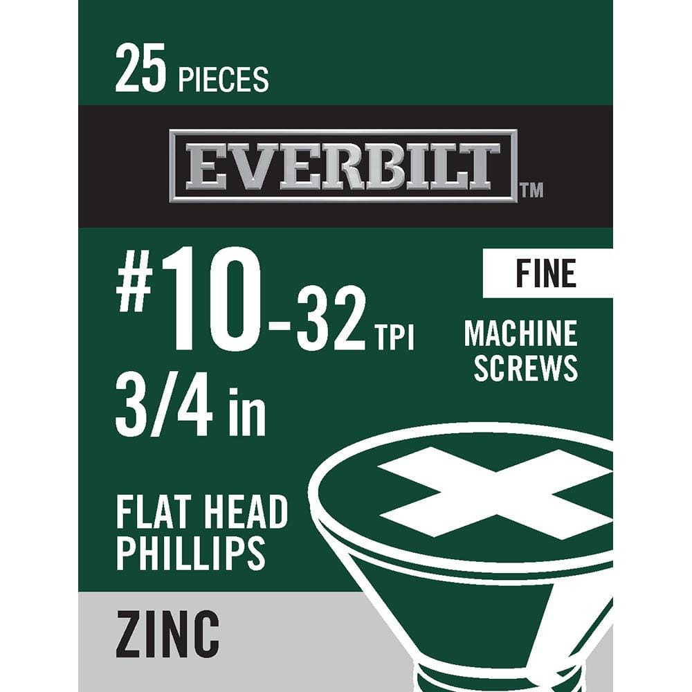 Everbilt #10-32 x 3/4 in. Phillips Flat Head Zinc Plated Machine
