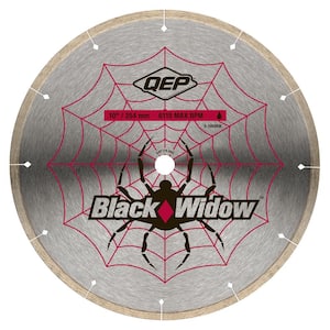 Black Widow 10 in. Wet Tile Saw Micro-Segmented Diamond Blade for Porcelain, Marble, Granite and Ceramic Tile