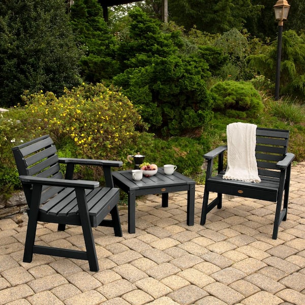 Weatherly Black 3-Piece Recycled Plastic Patio Conversation Set