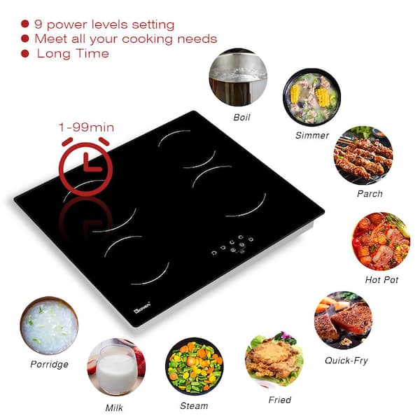 30 In Electric Cooktop 4 Burners Induction Cooktop Electric Stovetop 220V  6000W 