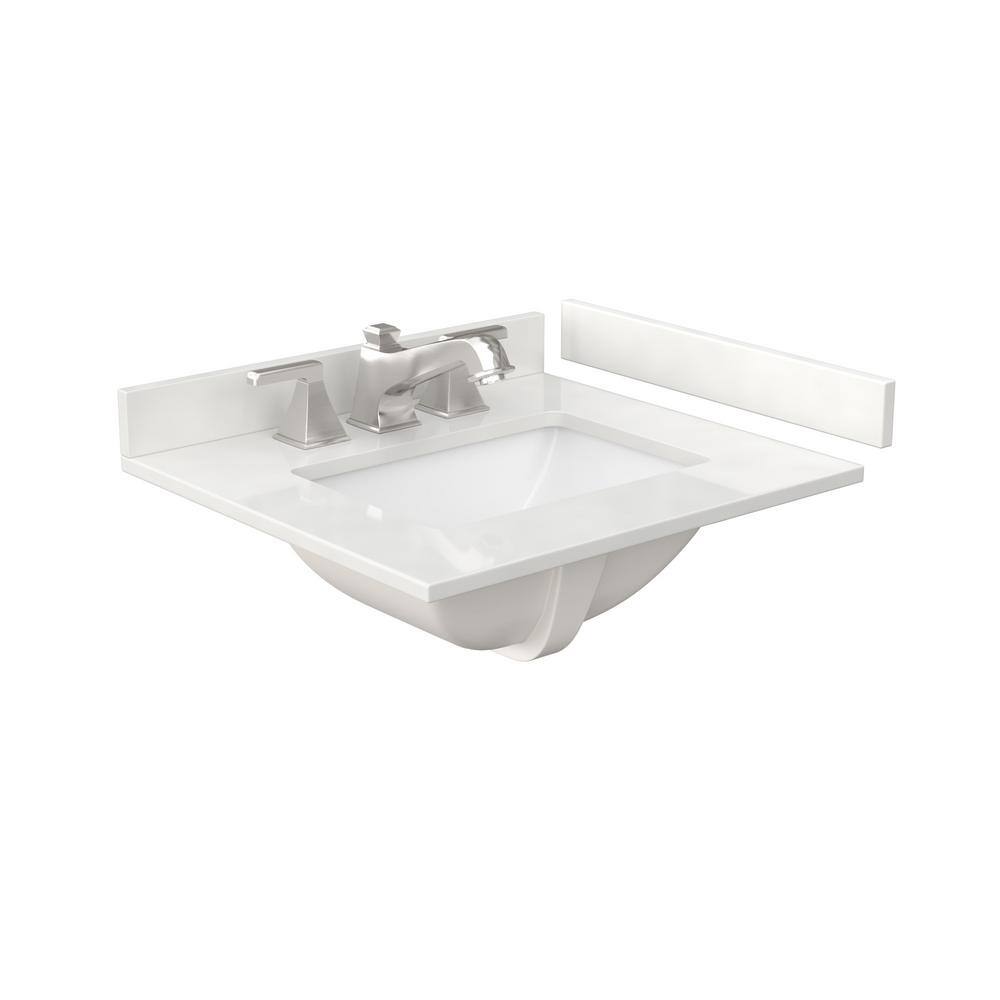 Beckett 24" White Freestanding Vanity with Quartz Top and Gold Hardware
