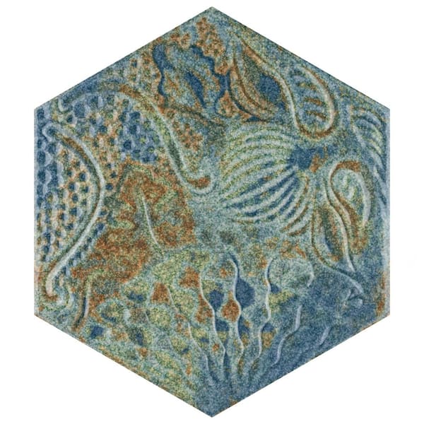Merola Tile Gaudi React Hex Ocean 8-5/8 in. x 9-7/8 in. Porcelain Floor and Wall Tile (11.5 sq. ft./Case)
