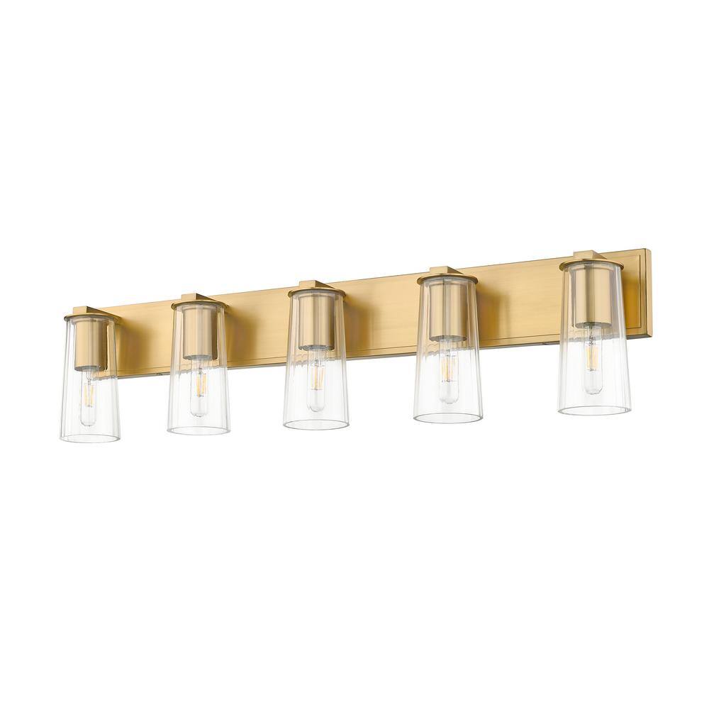 Modern Gold 5-Light Dimmable Cylinder Vanity Fixture