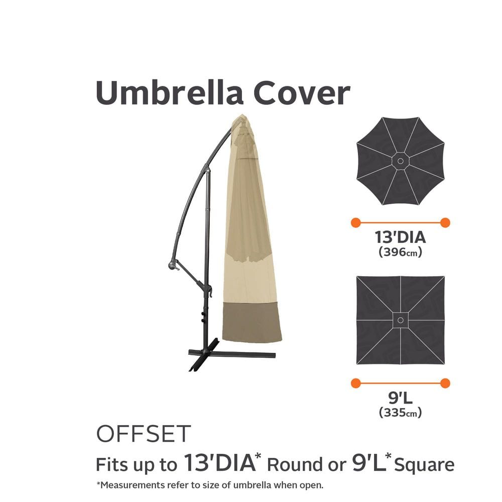 Veranda Beige and Brown Water-Resistant Offset Patio Umbrella Cover