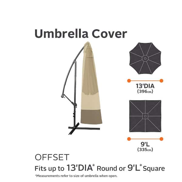 classic accessories veranda round square patio offset umbrella cover Classic Accessories Veranda 13 ft. Offset Patio Umbrella Cover, Size: 92'H x 25'W Hem x 7.5'W Top, Beige