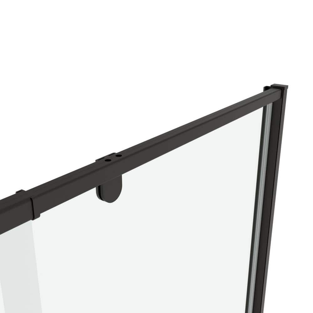 Black Framed Pivot Shower Door with Clear Glass