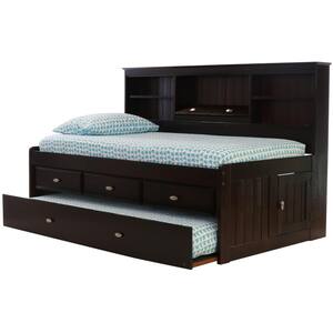 Espresso Series Espresso Twin Size Daybed with 3-Drawers and Twin Size Trundle Bed