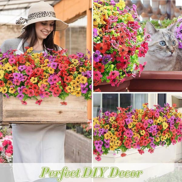 Afoxsos 13 in. H Outdoor Artificial Flowers, 12 Bundles, UV