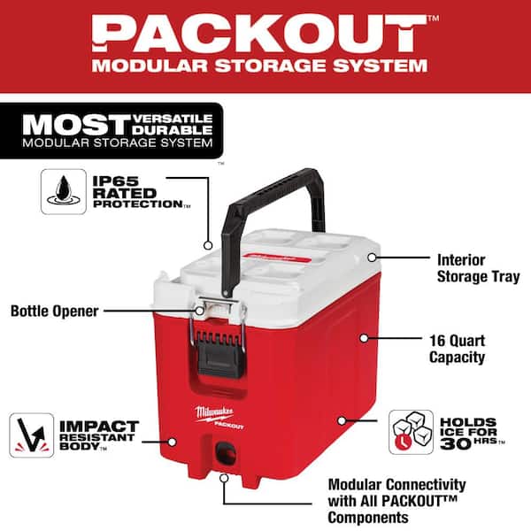 Milwaukee - PACKOUT 10 in. Red 16 qt. Compact Cooler